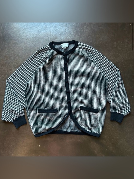 jaeger Sweaters - 100% wool vintage cardigan- black and white houndstooth- jaeger- small